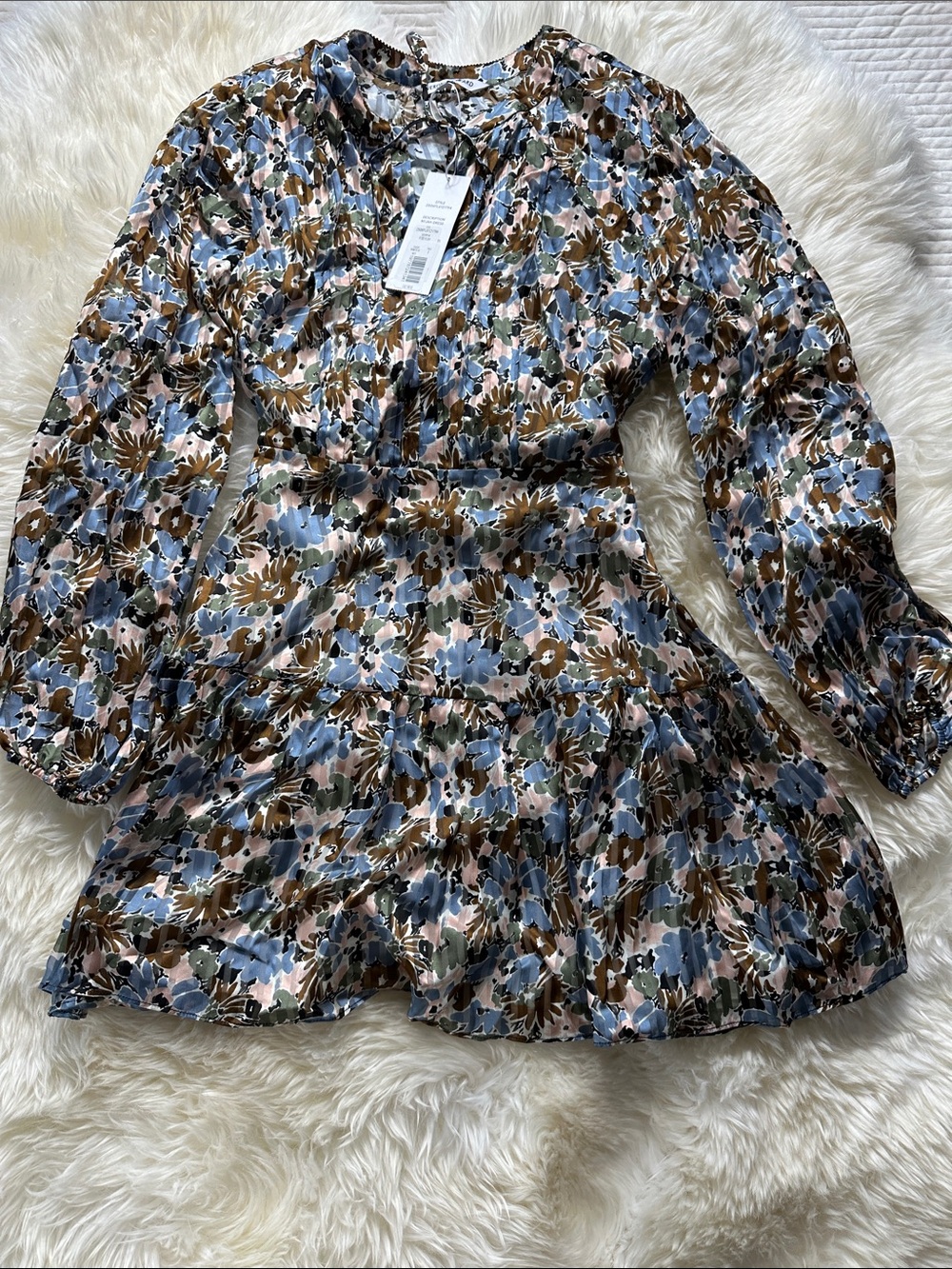 Veronica Beard NYJAH DRESS lake mist multi RFID 100% SILK
